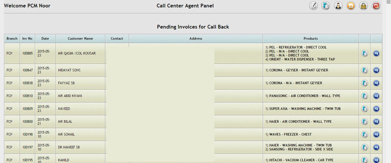 Pending Invoices for Call Back